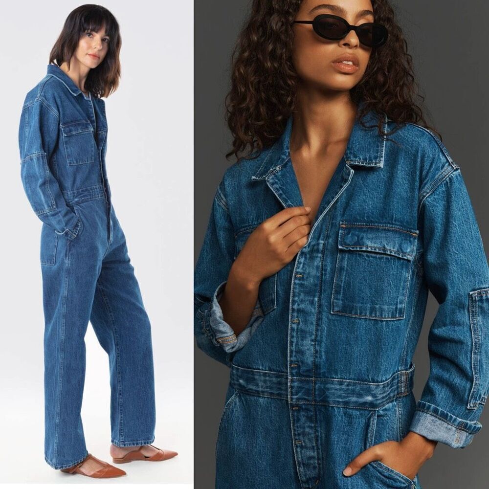 NWOT‎ Ética Larsen Utility Denim Jumpsuit Long Sleeves Size M